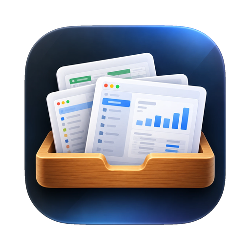 ScreenShelf app icon: a wooden tray holding screenshots